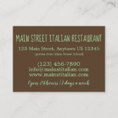 Carte De Visite Spumoni Gelato Ice Cream Italien Restaurant (Dos)