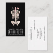 Carte De Visite Squelette floral Chiropractor Black Nomination & (Devant / Derrière)