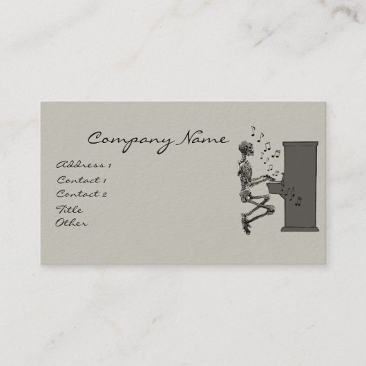 Carte De Visite Squelette Jouer Piano Musique Drôle (Devant)