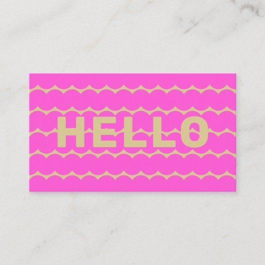 Carte De Visite Squiggles super Khaki Beige Bubblegum rose Bonjour (Devant)