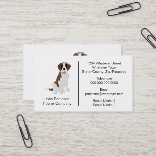 Carte De Visite St Bernard Chien Design Embarquement Kennels (Devant/Arrière en situation)