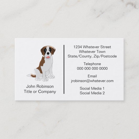 Carte De Visite St Bernard Chien Design Embarquement Kennels (Devant)