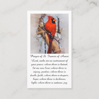 Carte De Visite St Francis of Assisi in Red Orange Blue Prayer