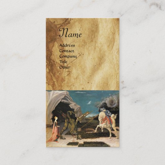 Carte De Visite ST. GEORGE, DRAGON ET MONogramme DE PARCHEMENT PRI (Devant)