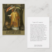 Carte De Visite St Lawrence de Rome, saint patron des cuisiniers (Devant / Derrière)