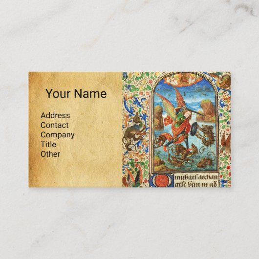 Carte De Visite ST. MICHAEL ARCHANGEL ET DRAGON Miniature flamande (Devant)