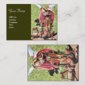 Carte De Visite ST. MICHAEL, DRAGON ET JUSTICE, vert rouge brun (Devant / Derrière)