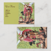 Carte De Visite ST. MICHAEL, DRAGON ET JUSTICE, vert rouge brun (Devant / Derrière)