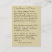 Carte De Visite St Therese de cru le petits Novena/roses de fleur (Dos)