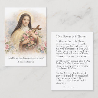 Carte De Visite St. Therese Jesus Crucifix Novena Holy Card