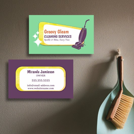 Carte De Visite Stand Out Retro Vacuum Professional Cleaning