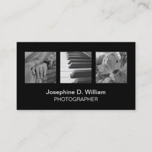 Carte De Visite Standard 3 photo ou logo noir blanc moderne chic