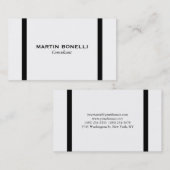 Carte de visite standard à bordure blanche noire (Devant / Derrière)