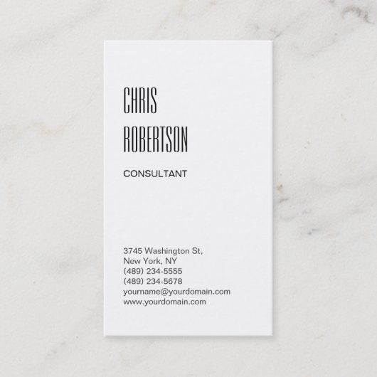Carte de visite standard attrayante blanche simple (Devant)