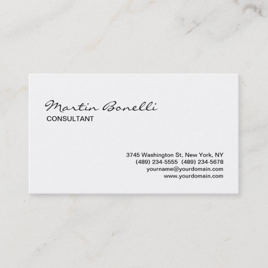 Carte de visite standard calligraphique blanche él (Devant)