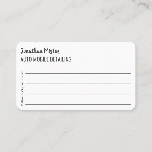 Carte de visite standard de 3,5 pouces x 2,0 pouce (Dos)