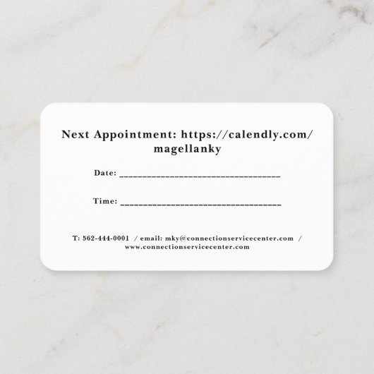 Carte de visite standard de 3,5 pouces x 2,0 pouce (Dos)