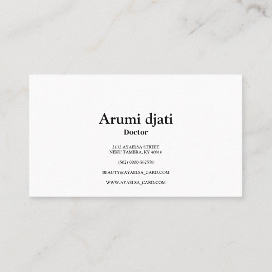 Carte de visite standard de 3,5 pouces x 2,0 pouce (Dos)