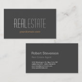Carte de visite standard de l'immobilier gris élég (Devant / Derrière)
