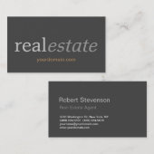 Carte de visite standard de l'immobilier gris mode (Devant / Derrière)