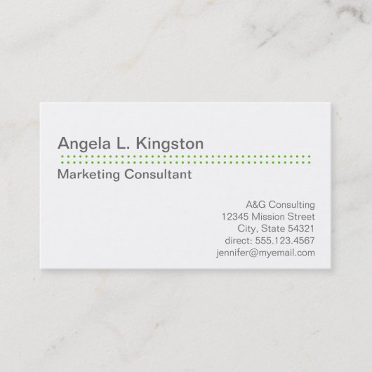 Carte De Visite Standard moderne micro point pomme vert gris perso (Devant)