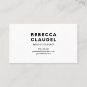 Carte De Visite Standard simple personnalisé (Dos)