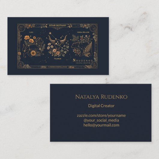 Carte De Visite Star Botany Luxury Gold Navy Monogram Business Car (Devant / Derrière)