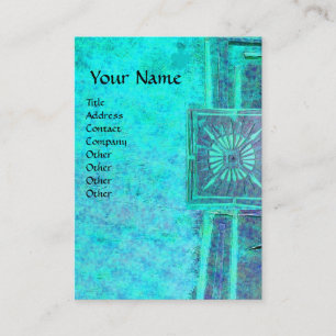 Carte De Visite STAR DU MATIN 2, MONOGRAM, Turquoise, Vert Bleu, T