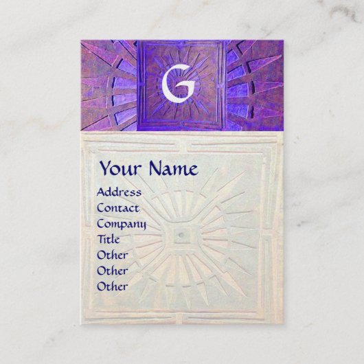 Carte De Visite STAR DU MATIN, MONOGRAM, perle blanche bleu violet (Devant)