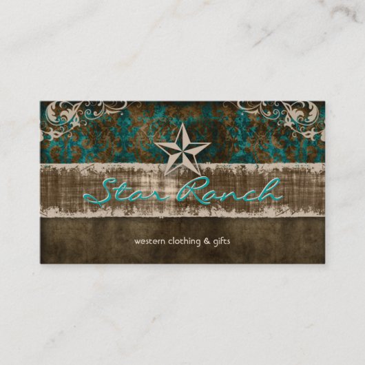 Carte De Visite Star Shabby Suede Russe Turquoise H Brown (Devant)