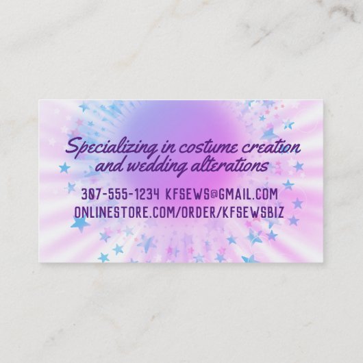 Carte De Visite Starburst couture notions couture couture modifica (Dos)