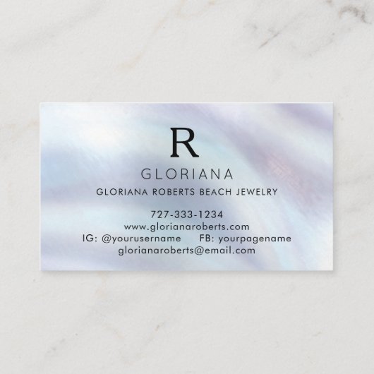 Carte De Visite Starfish Mère de Pearl Monogram Logo (Dos)