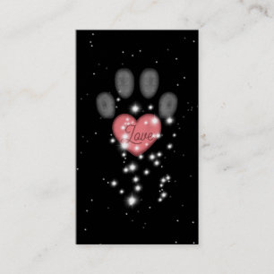Carte De Visite Starlight Rose Coeur Empreinte de patte Pet Sitter