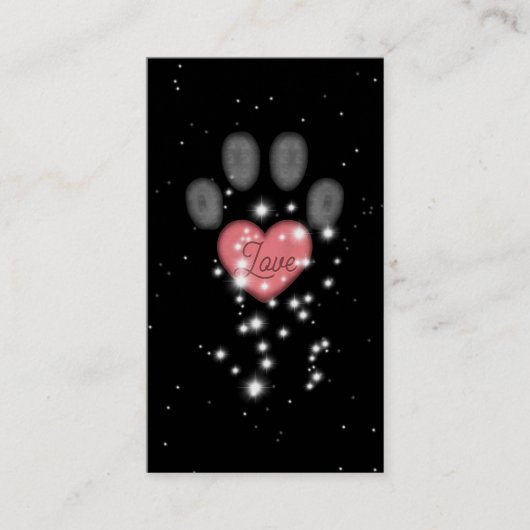 Carte De Visite Starlight Rose Coeur Empreinte de patte Pet Sitter (Devant)
