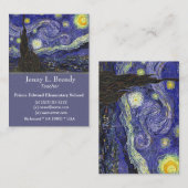 Carte De Visite Starry Night, Vincent van Gogh (Devant / Derrière)