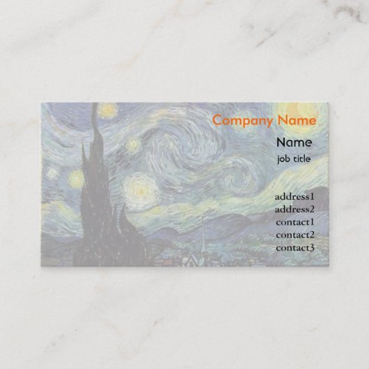 Carte De Visite Starrynight, Vincent van Gogh (Devant)