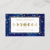 Carte De Visite Stars célestes Lune Phase Marine Blue Gold (Devant)
