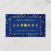 Carte De Visite Stars célestes Lune Phase Marine Blue Gold (Devant)
