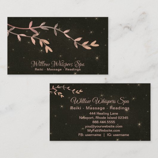 Carte De Visite *~* Stars célestes Night Sky Willow Tree Branch (Devant / Derrière)