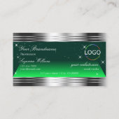 Carte De Visite Stars chatoyants Vert Argent Bordures avec logo (Dos)