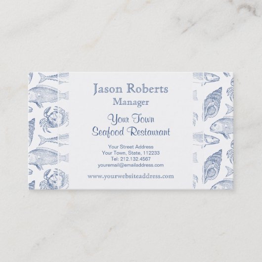 Carte De Visite Station côtière de Fish Crab and Seashells (Devant)