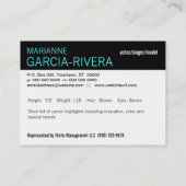 Carte De Visite Statistiques de capture d'écran triples de l'acteu (Dos)