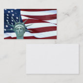Carte De Visite Statue de la liberté et du drapeau américain (Devant / Derrière)