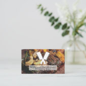 Carte De Visite Steak et champignons | Couteaux boucher (Debout devant)