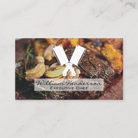Carte De Visite Steak et champignons | Couteaux boucher (Devant)