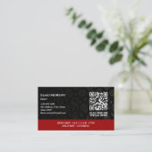 Carte De Visite Steak House Business | Code-barres foncé minimalis (Debout devant)