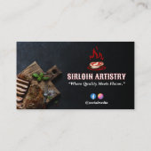 Carte De Visite Steak House Business | Code-barres foncé minimalis (Dos)