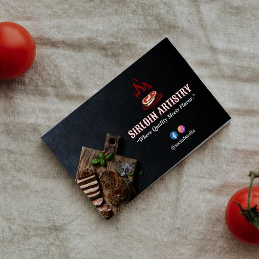 Carte De Visite Steak House Business | Code-barres foncé minimalis