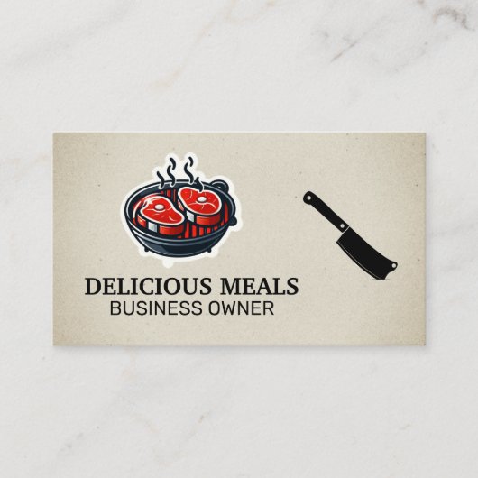 Carte De Visite Steaks Cuisine sur le Grill (Devant)