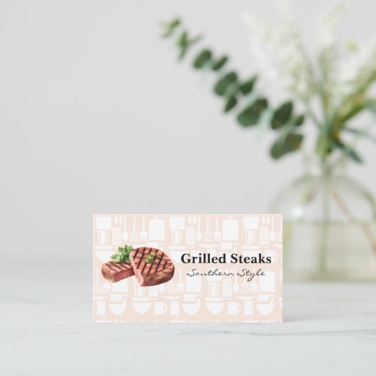 Carte De Visite Steaks grillés | Restaurant (Debout devant)